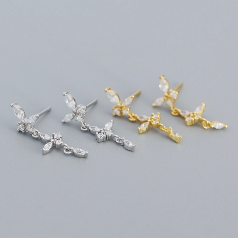 Pendientes de Borla de Mariposa de Plata de Ley 925 Elegantes Pendientes Colgantes de Strass para Mujer Joyas de Lujo