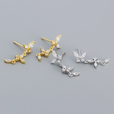Pendientes de Borla de Mariposa de Plata de Ley 925 Elegantes Pendientes Colgantes de Strass para Mujer Joyas de Lujo