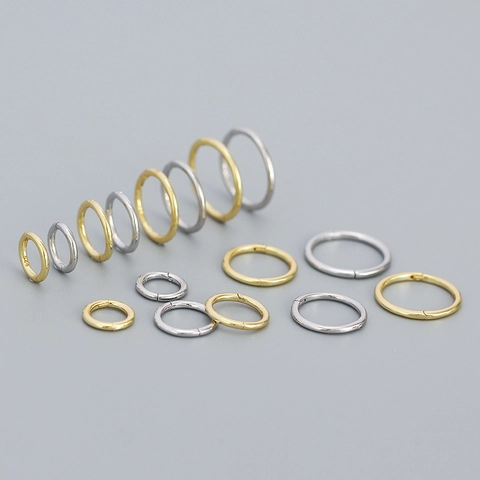Pendientes de Aro de Plata de Ley S925 Minimalista Geométrico Circular Joyería de Piercing para Mujer Chapado en Oro y Platino