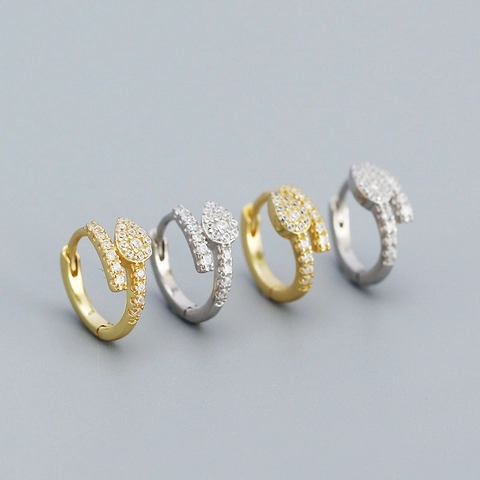 925 Sterlingsilber Schlange Ohrstecker Damen Inlaid Strass Ins Stil Serpentine Creolen Schmuck Geschenk