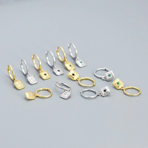 Pendientes de Aro de Plata de Ley 925 con Estrella Radiante para Mujer Minimalistas Geométricos con Estrella de Ocho Puntas y Strass