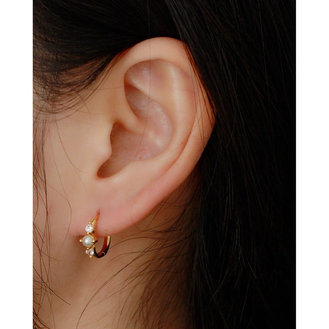 Boucles D Oreilles Créoles En Argent Sterling 925 Avec Künstliche Perle Naturelle Et Zircone Bijoux De Mode Minimalistes Pour Femmes