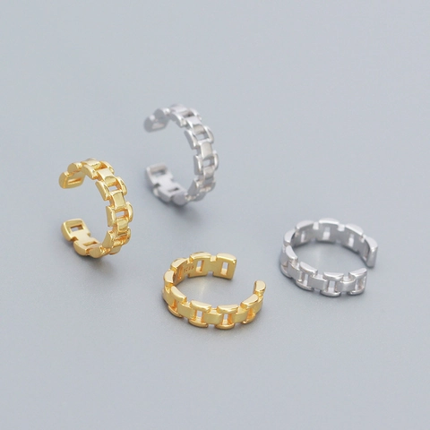 925 Sterlingsilber Minimalistisch Kettenglied Ear Cuffs Für Damen Ohne Piercing Fake Piercing Schmuck Galvanisiert Silber Gold Ohrclip