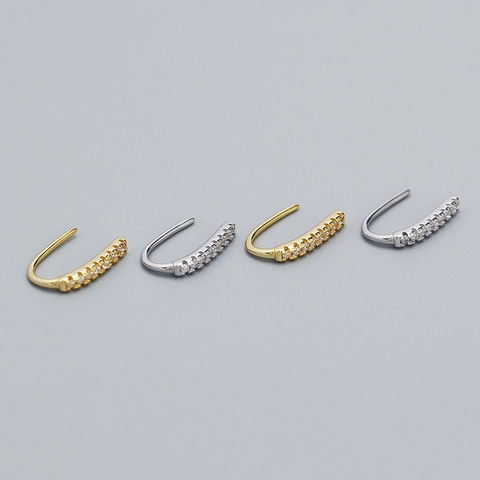 S925 Sterlingsilber Pave Zirkonia U-Förmige Ohrhaken Ohrringe Geometrisch Minimalistisch Damen Schmuck