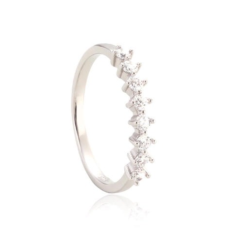 925 Sterling Silver Minimalist Ring For Women Elegant Rhinestone Inlaid Band Ring Sparkly Geometric Finger Ring Jewelry Gift