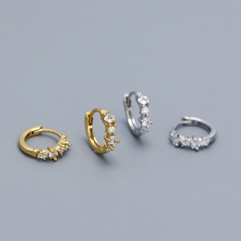 Orecchini A Cerchio Huggie In Argento Sterling 925 Con Zirconia Taglio Rotondo Quadrato Gioielli Geometrici Minimalisti Per Donne