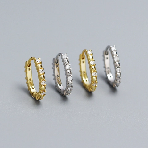 Minimalist 925 Sterling Silver U Shaped Hoop Earrings For Women Luxury Zirconia Inlaid Gold Silver Plated Geometric Ear Buckle Jewelry Gift
