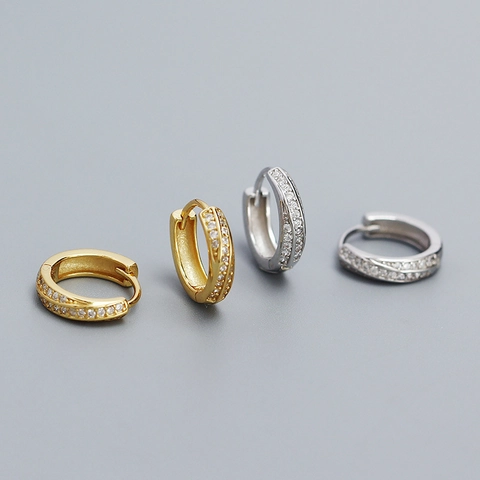 Orecchini a Cerchio Mobius in Argento Sterling 925 per Donna Con Pavé di Zirconia Placcato Oro Argento Gioielli Quotidiani