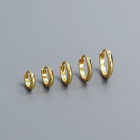 Minimalist 925 Sterling Silver Hoop Earrings For Women Girls Basic Gold Silver Plated Huggie Hoop Stud Earrings Multi Size Jewelry