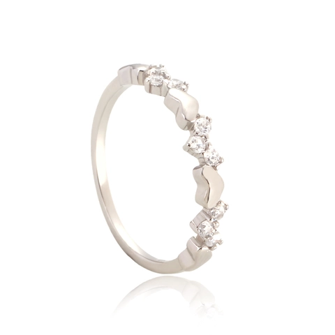 925 Sterling Silver Heart Ring Inlaid With Rhinestone Polished Fine Jewelry Finger Ring For Women Girl Summer Daily Gift