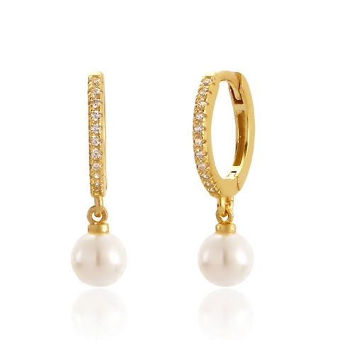 Eleganti Orecchini di Perle Con Perno in Argento Sterling 925 per Donna Orecchini a Cerchio Con Strass e Ciondolo di Perla Artificiale Gioielli