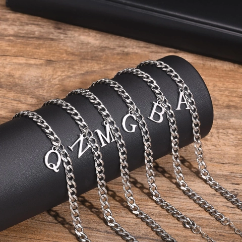 Edelstahl Panzerkette Fußkettchen Für Damen Herren Minimalistisch Initialen Buchstaben Anhänger Fußkette Verstellbar Schmuck