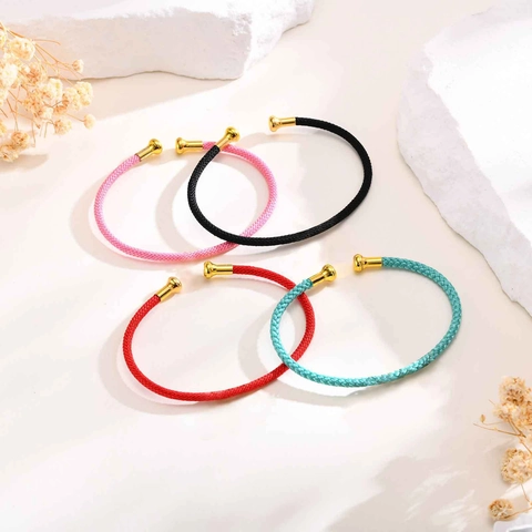 Bracciale Rigido Aperto Intrecciato Minimalista Con Cappucci Terminali in Rame Lucidato Per Donna Gioielli Fatti a Mano Moda Etnica