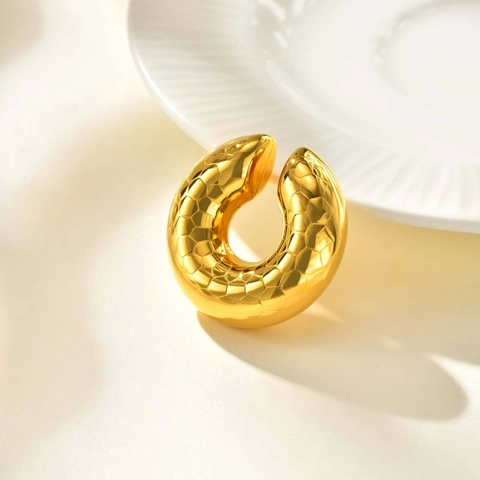 Ανοξείδωτο Ατσάλι Χρυσό Ear Cuff Σχήμα C για Γυναίκες Υφή Κυψέλης Χωρίς Τρύπα Σκουλαρίκια Μόδας Κοσμήματα