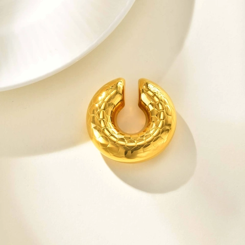 Ανοξείδωτο Ατσάλι Χρυσό Ear Cuff Σχήμα C για Γυναίκες Υφή Κυψέλης Χωρίς Τρύπα Σκουλαρίκια Μόδας Κοσμήματα