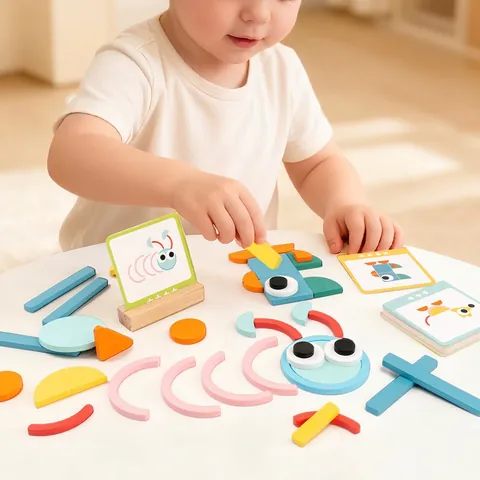 Holz Geometrisches Tangram Puzzle Set Für Kinder Montessori Pädagogische Bausteine Früherziehung Lernspielzeug Mit Aufbewahrungsbox