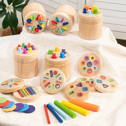 Montessori Holz Farbsortierung Spielzeug Box Für Kinder Form Anpassung Kognitive Matching Lernspielzeug Holz Kindergarten Lehrmittel