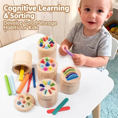Montessori Holz Farbsortierung Spielzeug Box Für Kinder Form Anpassung Kognitive Matching Lernspielzeug Holz Kindergarten Lehrmittel
