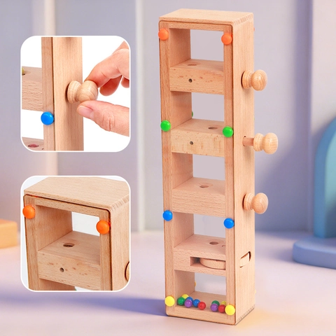 Montessori Sfida di Intelligenza in Legno Torre di Perline Giocattolo per Bambini Coordinazione Occhio-Mano Allenamento Gioco Puzzle Educativo