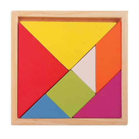 Hölzernes Tangram Puzzle Geometrische Form Blöcke Lernspielzeug Für Kinder Montessori Frühes Lernen Mehrfarbig Brain Teaser Geschenk