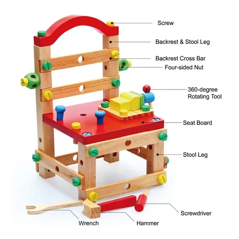 Kinderen Houten DIY Montage Gereedschap Stoel Speelgoed Educatieve Multifunctionele Moer Combinatie Speelgoed