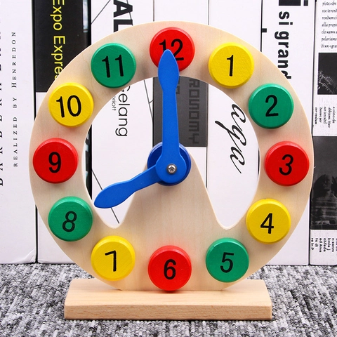 Orologio Didattico in Legno per Bambini Apprendimento Prescolare Riconoscimento Tempo Numeri Tavola Educativa Montessori