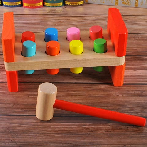 Multicolor Houten Hamerbank Speelgoed Voor Kinderen Hand-Oog Coördinatie Training Montessori Vroeg Leren Educatief Speelgoed