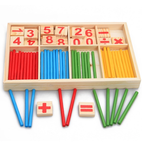Wooden Math Learning Box With Colorful Counting Sticks Number Blocks Educational Toys For Kids Early Learning Intelligence Development