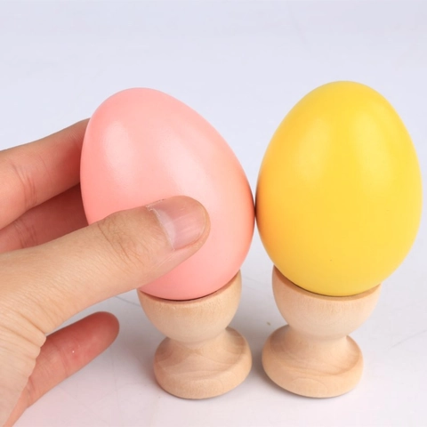 Portauovo in Legno Naturale per Bambini Giochi di Ruolo Cucina Simulazione Giocattolo Educativo Vassoio per Uova di Pasqua Fai da Te