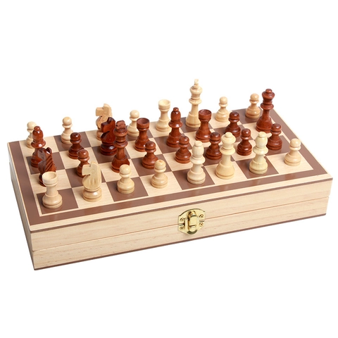 Scacchi Internazionali in Legno Pieghevole Gioco da Tavolo Portatile Giocattolo Educativo per Bambini Adulti Interazione Famiglia