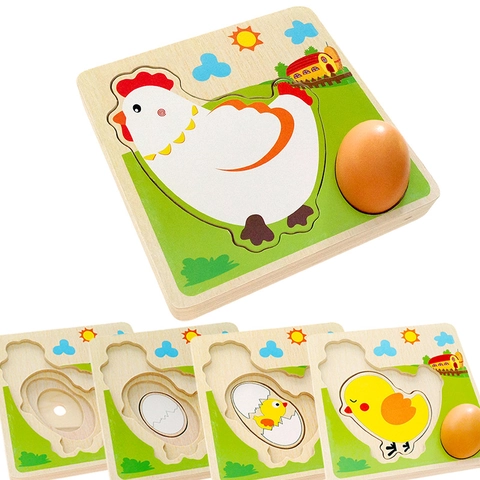 Houten Hen Levenscyclus Meerlagige Puzzel Educatief Vroeg Leren Groei Cognitie Puzzel Voor Kleuters Kinderen Wetenschap Speelgoed
