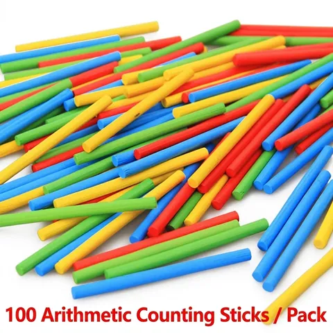100 Pezzi Bastoncini per Contare in Bambù Colorati per Apprendimento Matematica Aritmetica Bambini Giocattolo Educativo