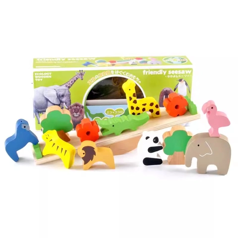 Hölzernes Waldtier Wippe Balance Spielzeug Set Für Kinder Stapel Bausteine Pädagogisches Lernen Montessori Balance Spiel