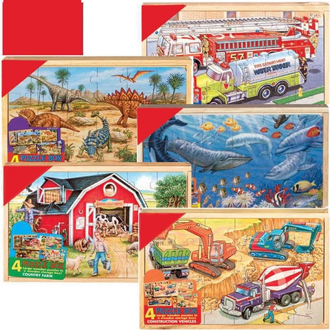 Pädagogisches Holz Puzzle Set Für Kinder Verschiedene Themen Dinosaurier Meerestier Fahrzeug Lernspielzeug Mit Aufbewahrungsbox