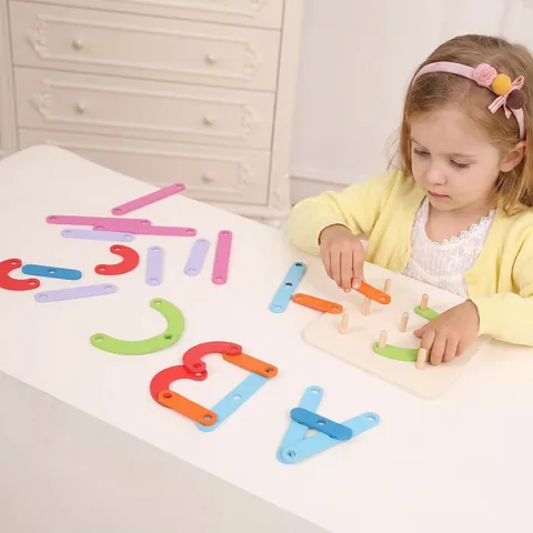 Giocattolo Educativo In Legno Per Bambini Puzzle Colorato Per Costruzione Di Lettere E Numeri Montessori Regalo Di Apprendimento