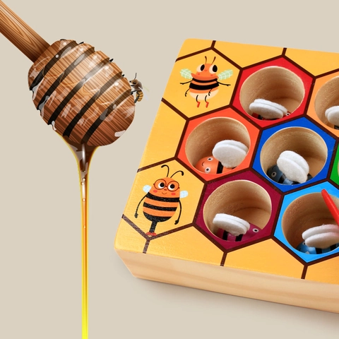 Montessori Bienenstock Spiel Aus Holz Pädagogisches Farbsortierung Matching Spielzeug Für Kinder Feinmotorik Hand-Auge-Koordination