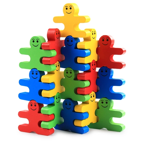 Holz Cartoon Balance Bösewicht Bausteine Pädagogisches Stapelspielzeug Für Kinder Kindergarten Frühes Lernen Entwicklung Geschenk