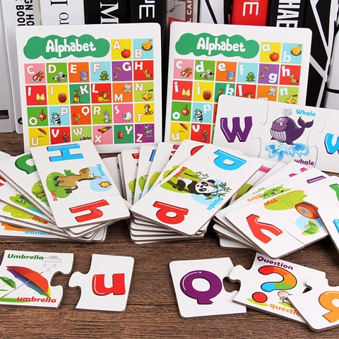 Lernspielzeug Alphabet Zuordnungskarten Für Kinder Vorschule Lernen 26 Buchstaben Tierillustrationen Pädagogisches Spielzeug