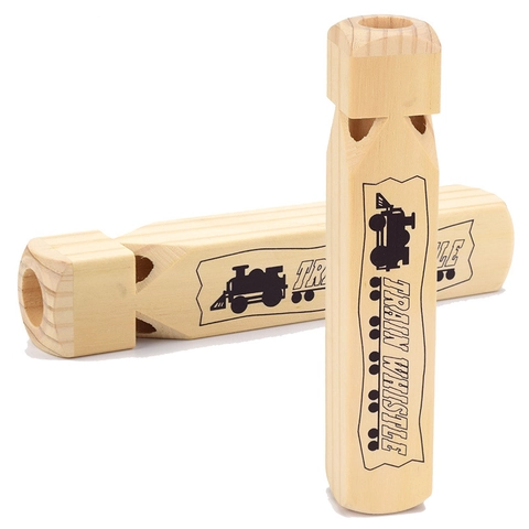 Natural Wooden Train Whistle Toy For Kids Musical Instrument Educational Toy With Vintage Steam Train Pattern Smooth Finish