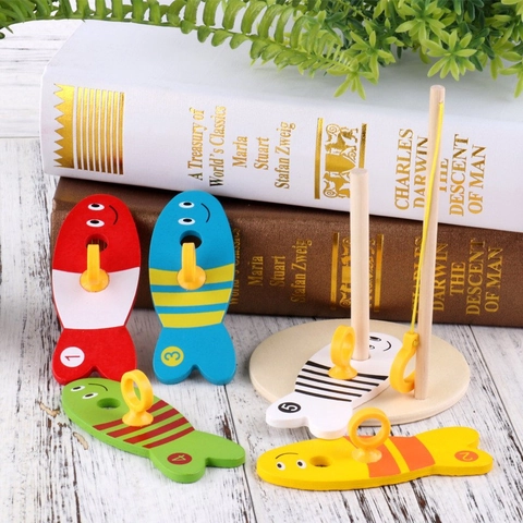 Montessori Wooden Magnetic Fishing Toy Set Number Color Cognition Stacking Game For Kids Preschool Educational Learning Gift