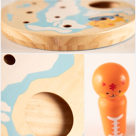 Gioco della Pesca Magnetico in Legno Tema Gatto Apprendimento Alfabeto Educazione Precoce Montessori per Bambini