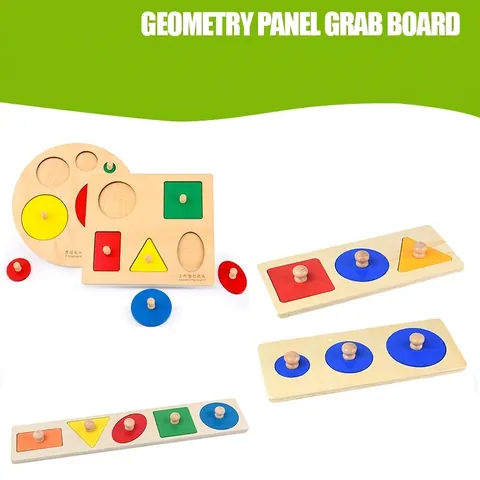 Montessori Holz Geometrische Form Puzzle Für Kleinkinder Frühe Erziehung Kognitive Knöpfe Einsatzplatte Holz Lernspielzeug