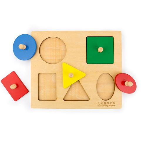 Montessori Holz Geometrische Form Puzzle Für Kleinkinder Frühe Erziehung Kognitive Knöpfe Einsatzplatte Holz Lernspielzeug