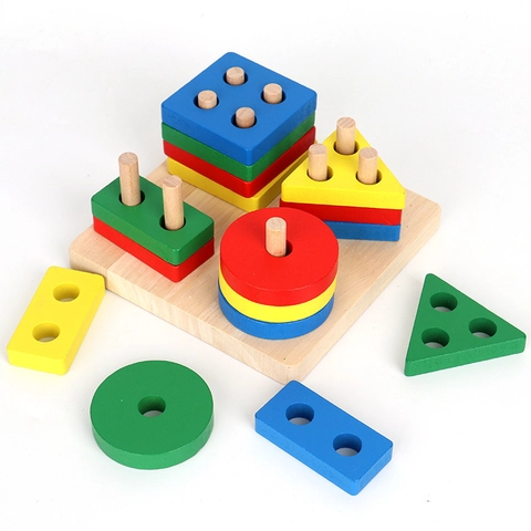 Juguete de Madera Montessori para Clasificar Formas Geométricas Bloques Macarrón para Niños Tablero de Rompecabezas Educativo