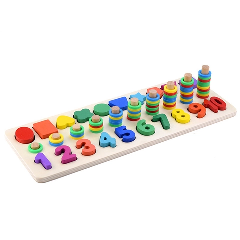 Montessori Tavola Logaritmica in Legno Puzzle Giocattolo Arcobaleno Frutta Numeri Gioco di Abbinamento Per Bambini Regalo Educativo