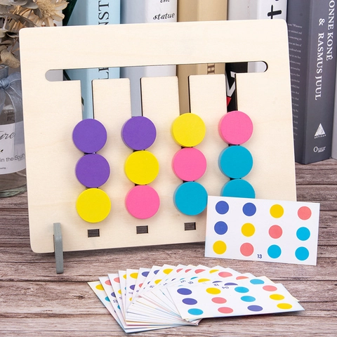 Jouet Éducatif Montessori en Bois Jeu de Logique Fruits et Animaux Double Face Puzzle à Coulisse pour Enfants