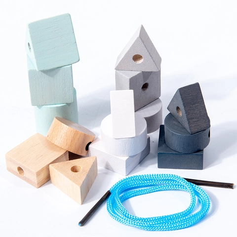 Portable Wooden Educational Toy In Tin Box Montessori Learning Puzzle Domino Building Blocks For Kids Travel Games