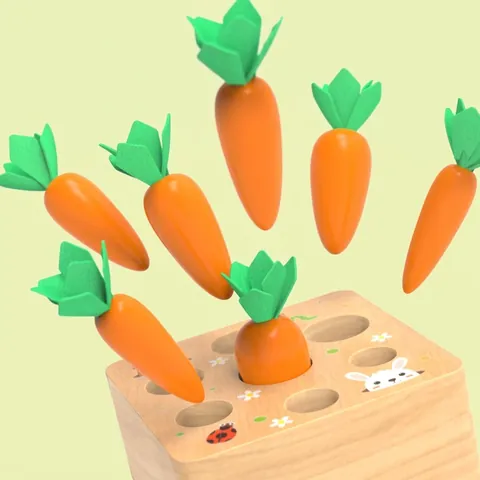 Giocattolo per la Raccolta delle Carote in Legno Montessori per Bambini Piccoli Gioco Educativo di Smistamento Forme e Dimensioni