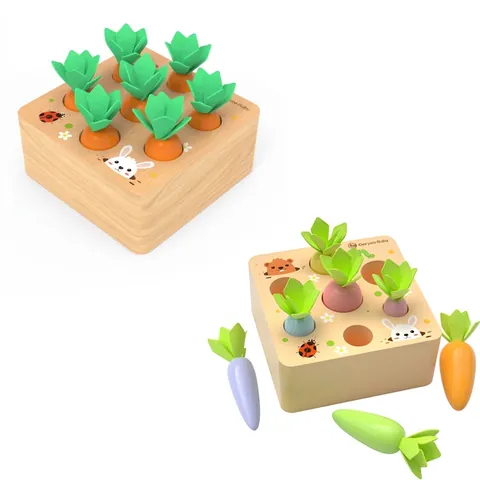 Giocattolo per la Raccolta delle Carote in Legno Montessori per Bambini Piccoli Gioco Educativo di Smistamento Forme e Dimensioni
