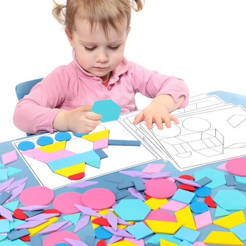 Geometrische Formen Holzpuzzle Kinder Pädagogisches Montessori Spielzeug Macaron Farbe Kreatives Logiktraining Kleinkind Gehirnspiel